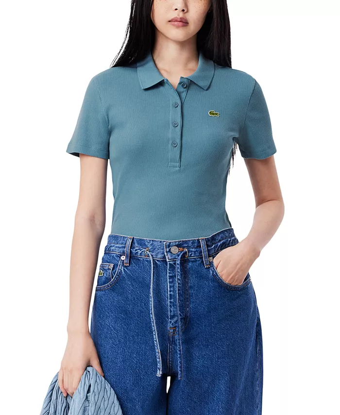 Женская хлопковая поло с коротким рукавом, облегающего кроя LACOSTE USA, синий
Женская хлопковая поло с коротким рукавом, облегающего кроя LACOSTE USA, синий