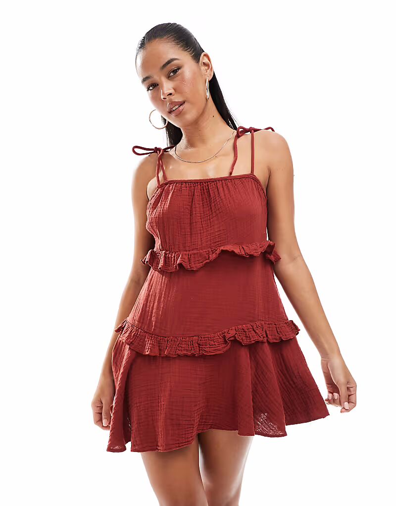 Мини-сарафан New Look с ярусами бордового цвета
Мини-сарафан New Look с ярусами бордового цвета