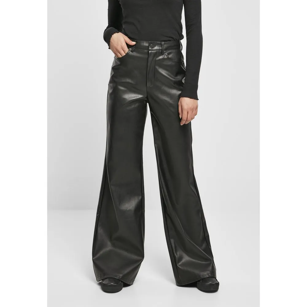 Брюки Urban Classics Faux Leather Wide Leg, черный 
Брюки Urban Classics Faux Leather Wide Leg, черный