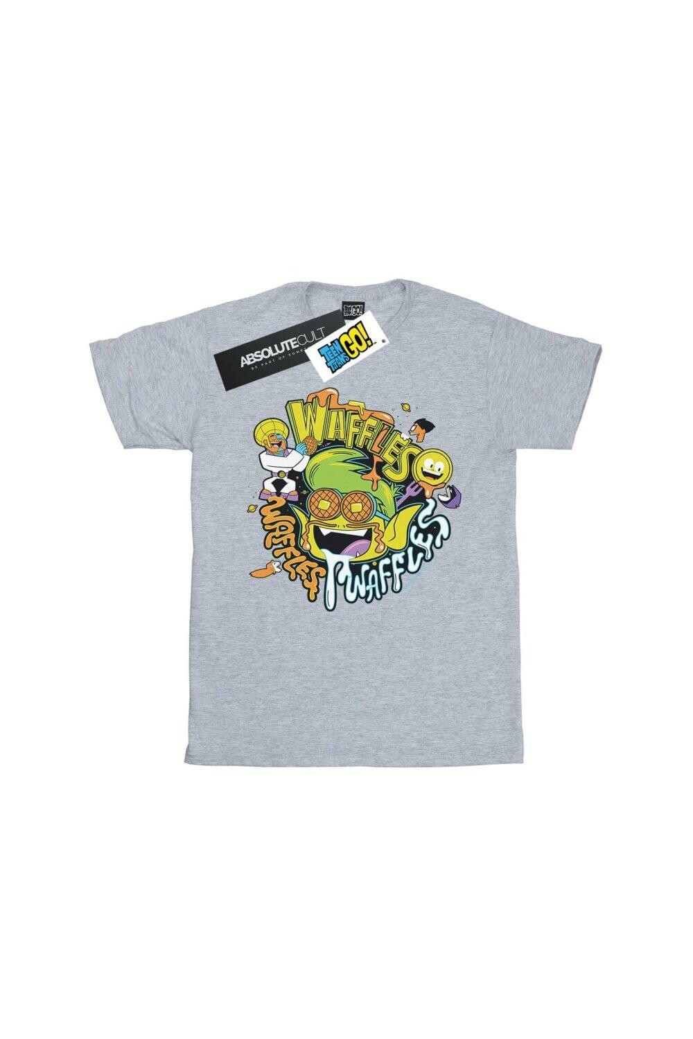 Футболка «Юные титаны идут вафельной манией» DC Comics, серый 
Футболка «Юные титаны идут вафельной манией» DC Comics, серый