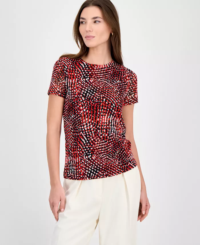 Женская короткая блузка с круглым вырезом и принтом из сетчатой ткани Bar III, красный
Женская короткая блузка с круглым вырезом и принтом из сетчатой ткани Bar III, красный