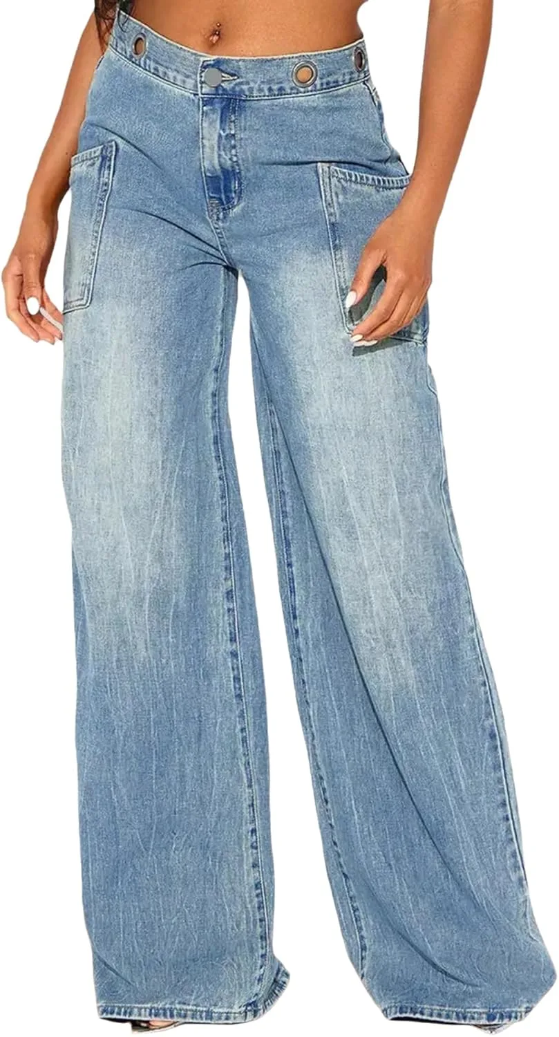 Женские джинсы с высокой талией и широкими штанинами YADMISU
Женские джинсы с высокой талией и широкими штанинами YADMISU