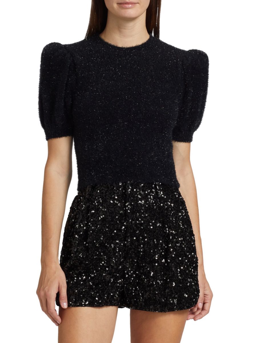 Блестящий укороченный свитер Ciara Alice + Olivia, черный
Блестящий укороченный свитер Ciara Alice + Olivia, черный