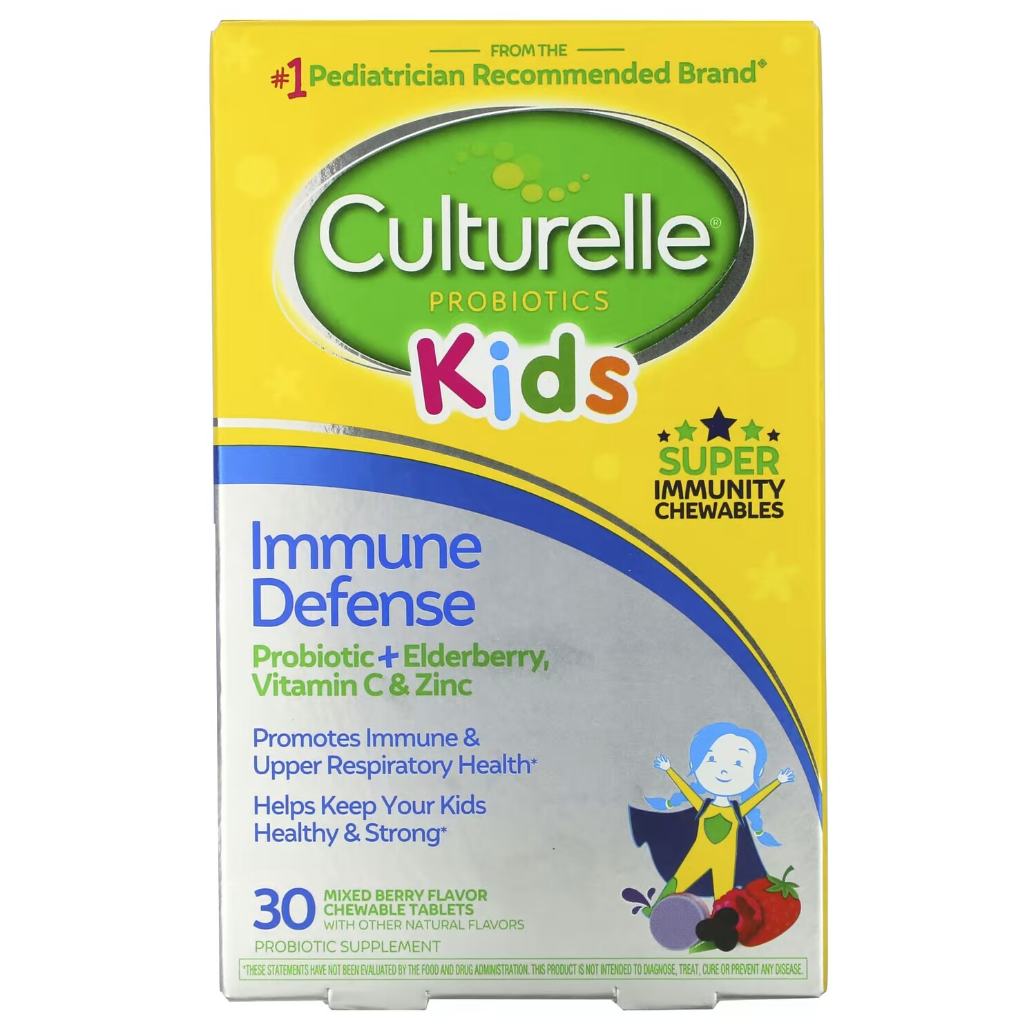 Culturelle Kids Пробиотики для иммунной защиты со смешанным ягодным вкусом, 30 жевательных таблеток
Culturelle Kids Пробиотики для иммунной защиты со смешанным ягодным вкусом, 30 жевательных таблеток