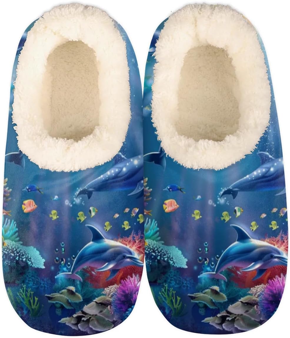 Домашние тапочки с дельфинами для женщин и мужчин, морские рыбы и кораллы, пушистые, мягкие, уютные, с нескользящей подошвой Yppahhhh, мультиколор
Домашние тапочки с дельфинами для женщин и мужчин, морские рыбы и кораллы, пушистые, мягкие, уютные, с нескользящей подошвой Yppahhhh, мультиколор