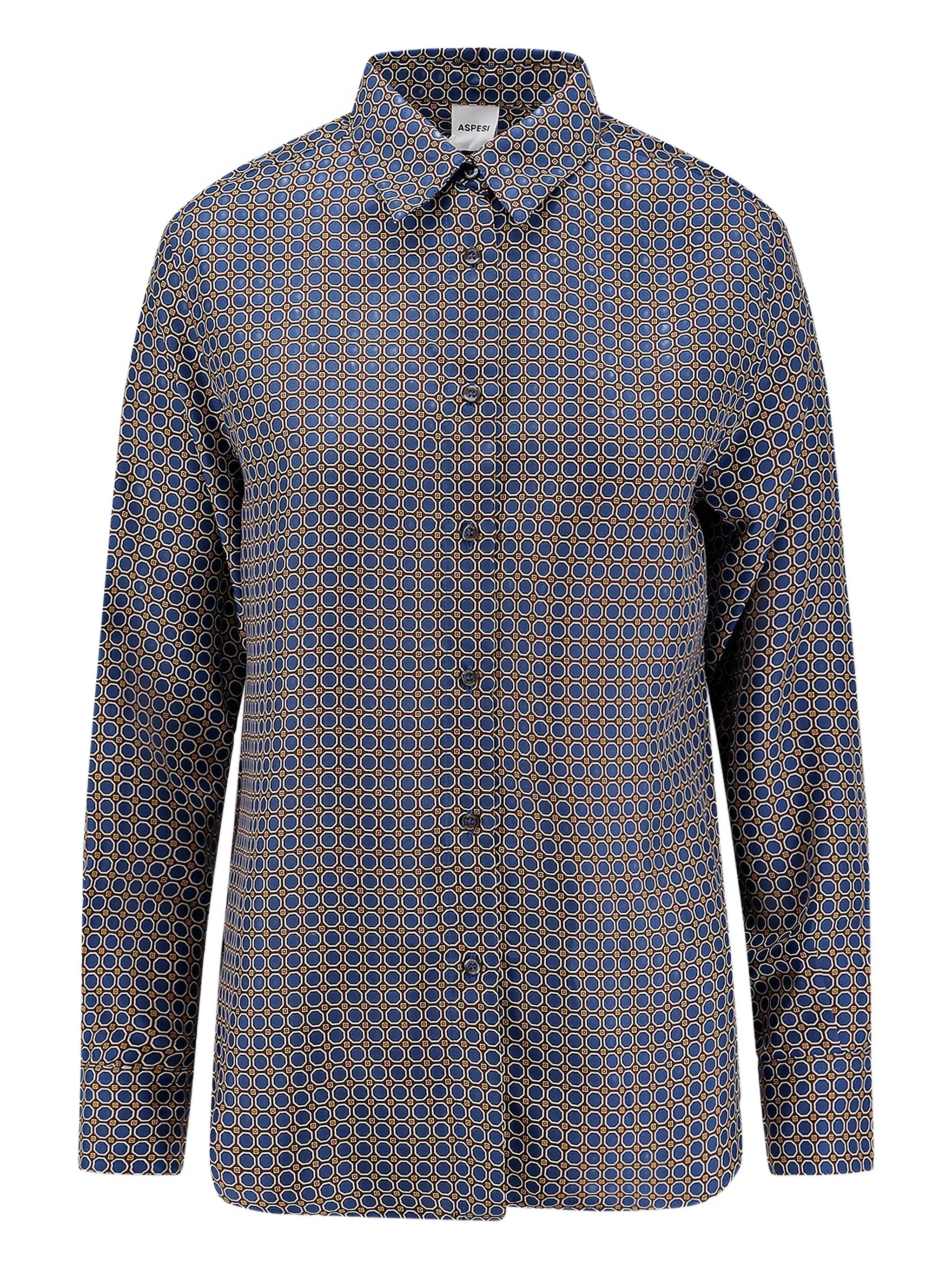 Шелковая рубашка с геометричным узором Aspesi, синий
Шелковая рубашка с геометричным узором Aspesi, синий