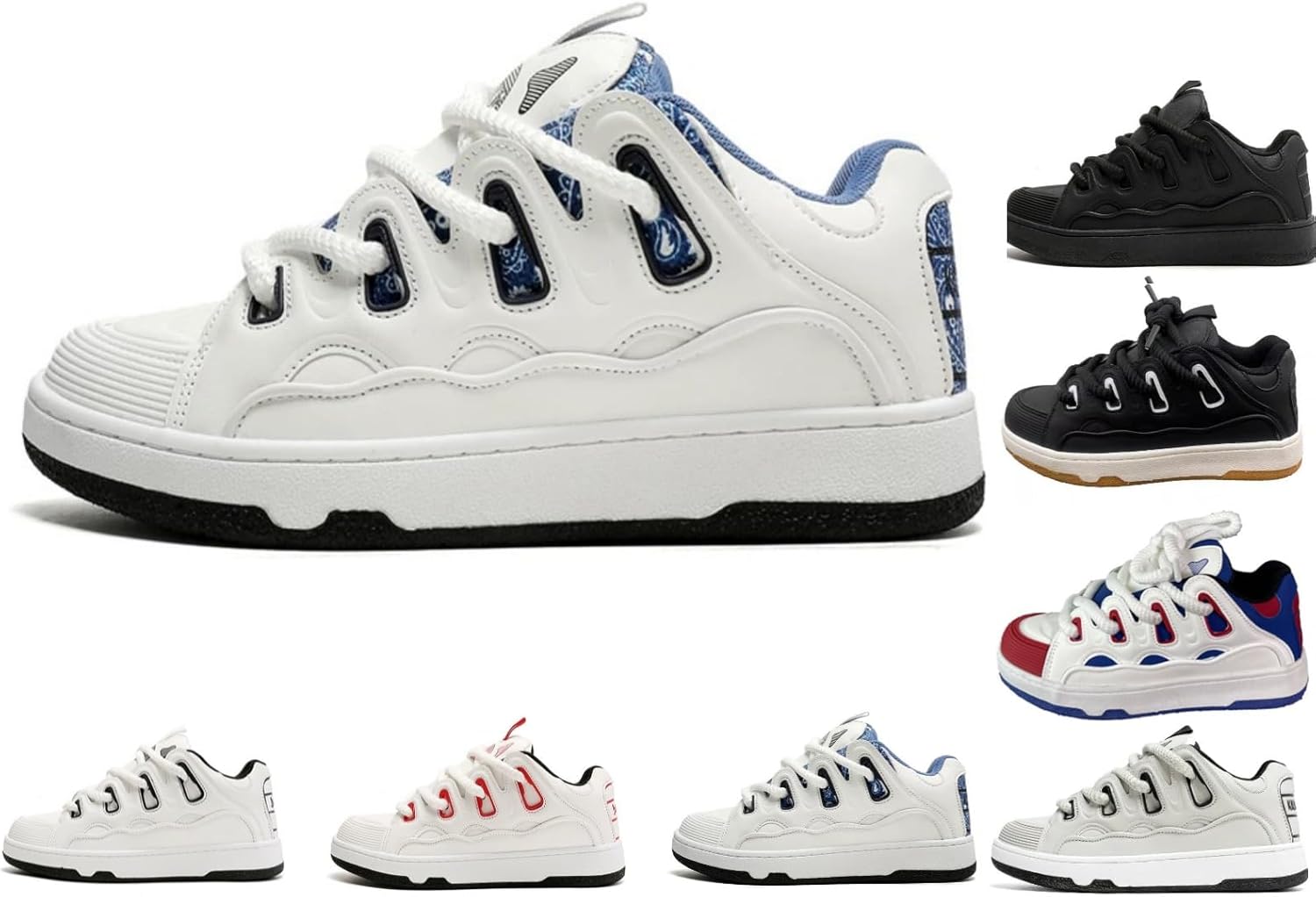 Кроссовки MACEFIL для женщин и мужчин в уличном стиле с массивной платформой, модные Y2K, повседневные, на шнуровке, скейтбордические shoes, белый/синий
Кроссовки MACEFIL для женщин и мужчин в уличном стиле с массивной платформой, модные Y2K, повседневные, на шнуровке, скейтбордические shoes, белый/синий