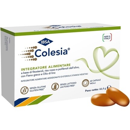 IBSA Colesia Soft Gel 60 мягких капсул, изготовленных в Италии, с фитостеринами, полифенолами красного риса и оливы, пажитником и льняным семенем.
IBSA Colesia Soft Gel 60 мягких капсул, изготовленных в Италии, с фитостеринами, полифенолами красного риса и оливы, пажитником и льняным семенем.