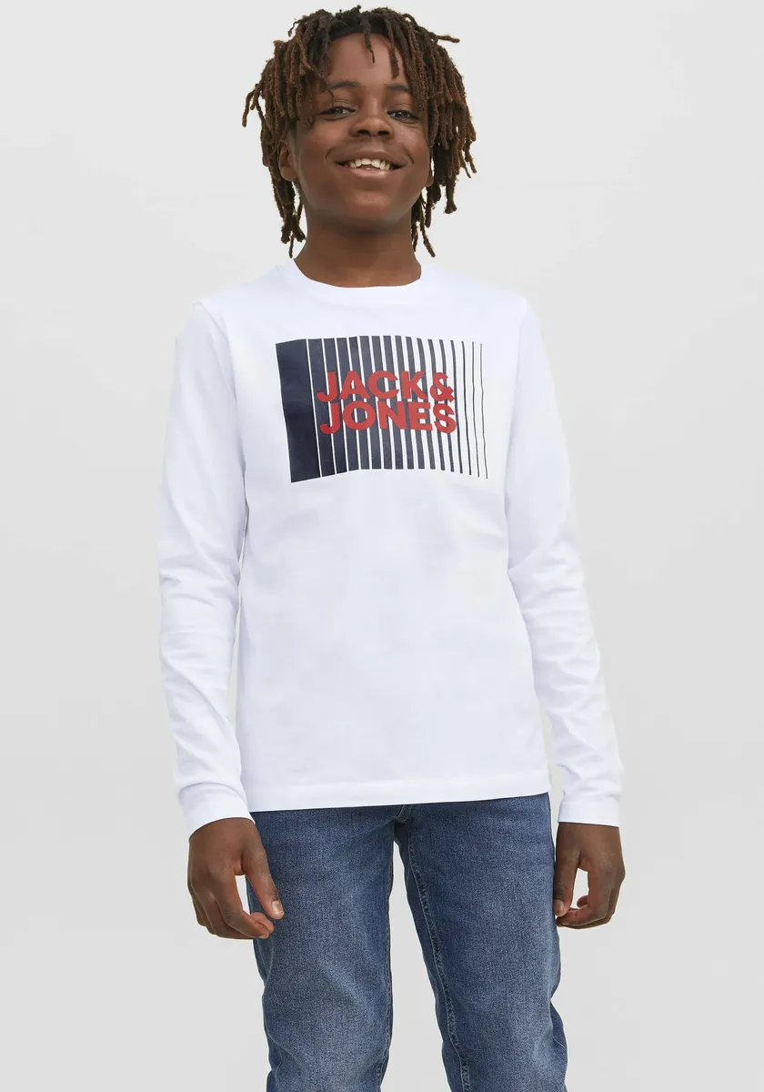 Рубашка с длинными рукавами для подростков Jack & Jones "JJECORP LOGO TEE PLAY LS O-NECK NOOS JNR" Jack & Jones Junior, белый