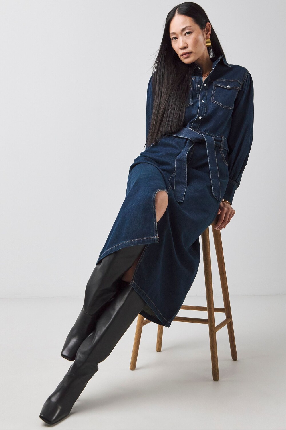 Длинное джинсовое платье рубашка Jd Williams, синий
Длинное джинсовое платье рубашка Jd Williams, синий