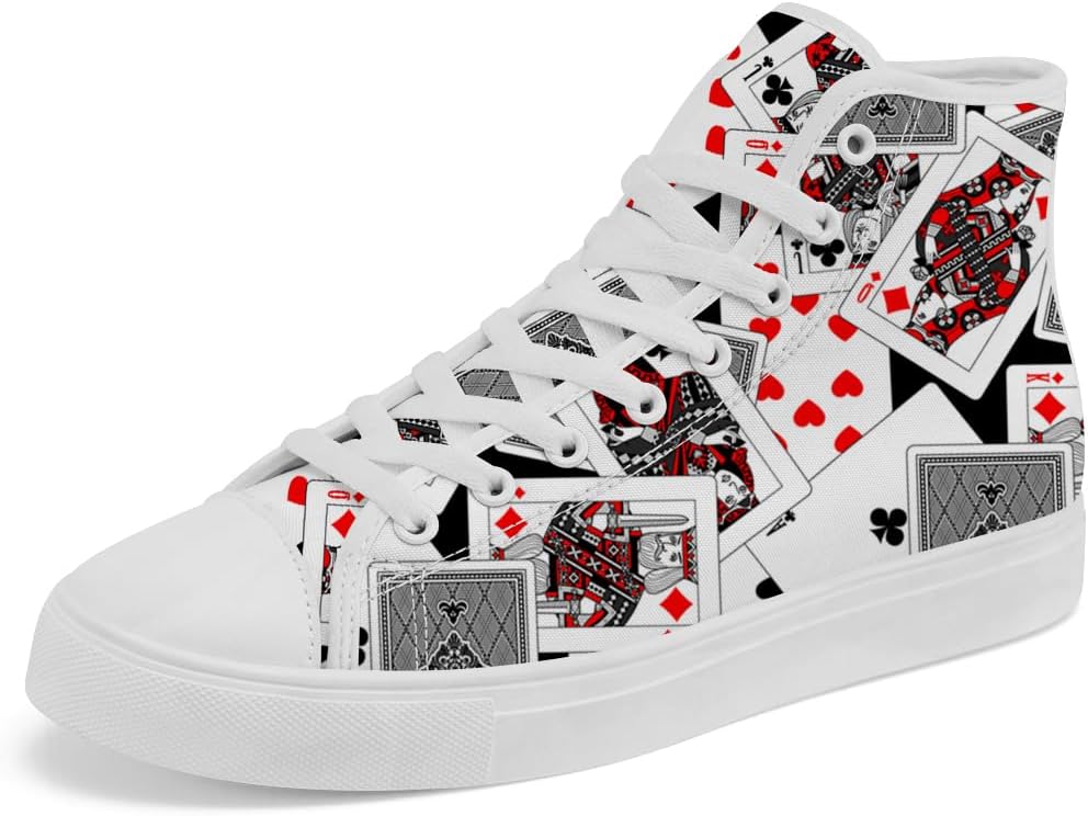 Кеды на высокой подошве chebing Poker для мужчин и женщин, с рисунком игральных карт, шнуровка, повседневная обувь, подарок для папы и мамы, белый
Кеды на высокой подошве chebing Poker для мужчин и женщин, с рисунком игральных карт, шнуровка, повседневная обувь, подарок для папы и мамы, белый