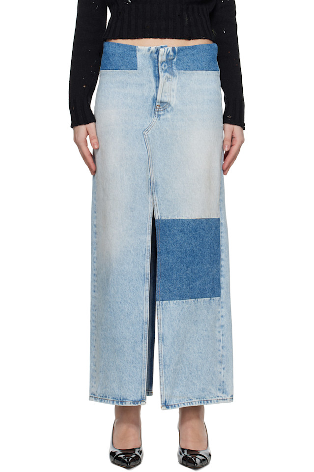 Макси-юбка из денима с панелями Mm6 Maison Margiela, синий
Макси-юбка из денима с панелями Mm6 Maison Margiela, синий