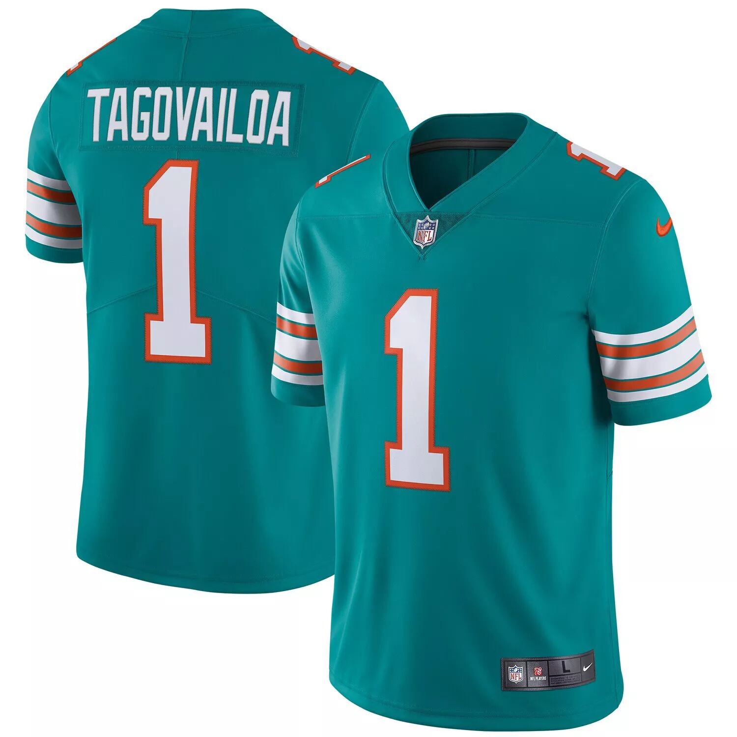 Мужское джерси Tua Tagovailoa Aqua Miami Dolphins Alternate Vapor Limited Nike
Мужское джерси Tua Tagovailoa Aqua Miami Dolphins Alternate Vapor Limited Nike
