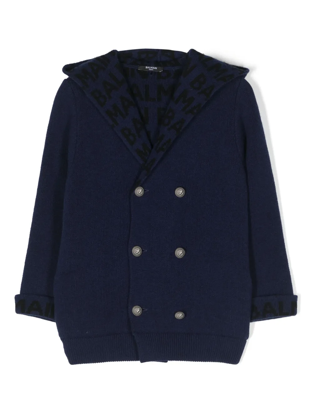 Двубортный кардиган с логотипом Balmain Kids, синий
Двубортный кардиган с логотипом Balmain Kids, синий