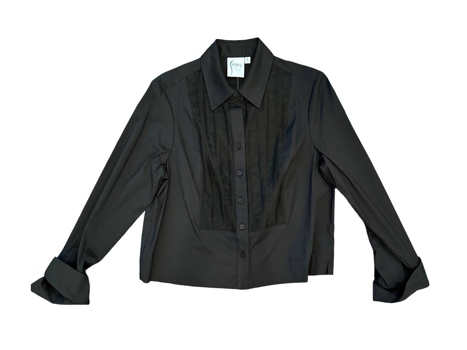 Женская укороченная смокинг-рубашка в черном цвете Finley
Женская укороченная смокинг-рубашка в черном цвете Finley