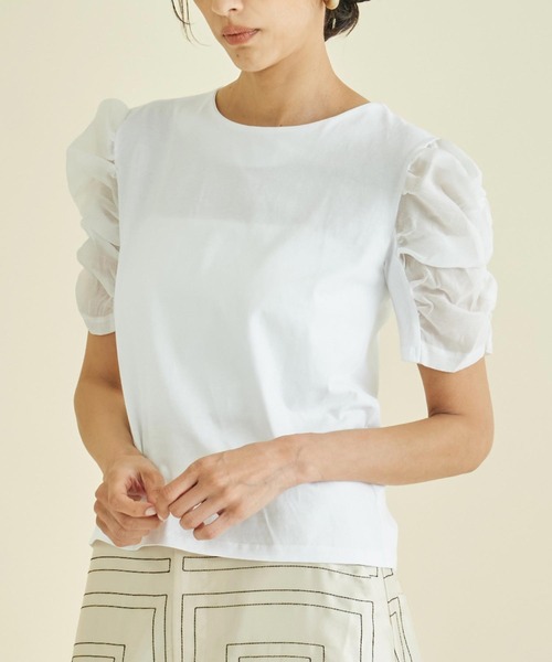 Футболка с прозрачными присборенными рукавами Settimissimo, кремовый
Футболка с прозрачными присборенными рукавами Settimissimo, кремовый