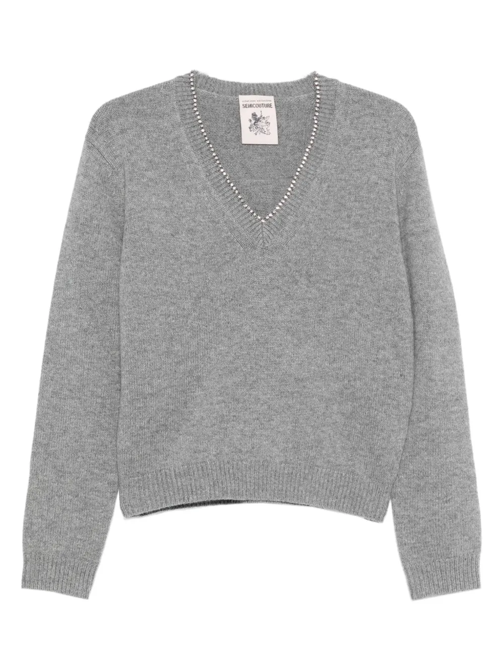 Украшенный свитер с V-образным вырезом Semicouture, серый
Украшенный свитер с V-образным вырезом Semicouture, серый