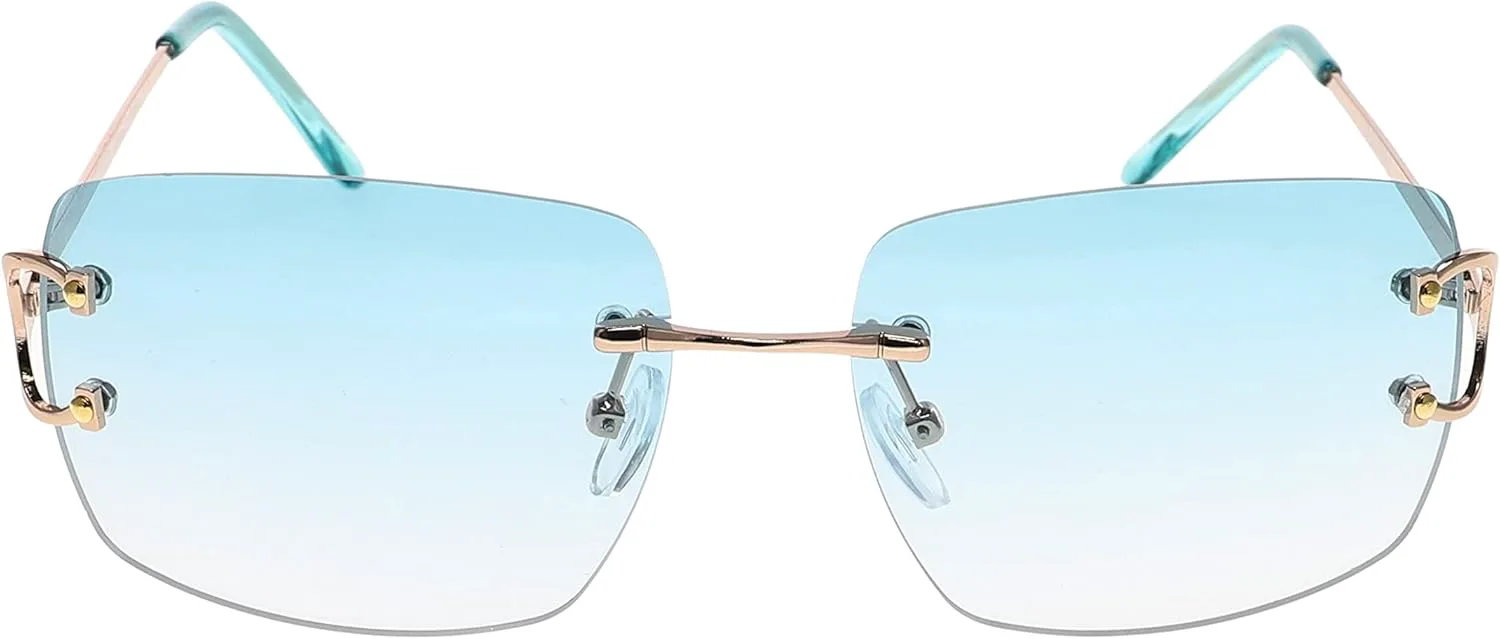 FLAWLESS EYEWEAR Ретро прямоугольные солнцезащитные очки без оправы для женщин, тонированные линзы, золотистый металлический декор, модные винтажные очки-баффы, Teal
FLAWLESS EYEWEAR Ретро прямоугольные солнцезащитные очки без оправы для женщин, тонированные линзы, золотистый металлический декор, модные винтажные очки-баффы, Teal