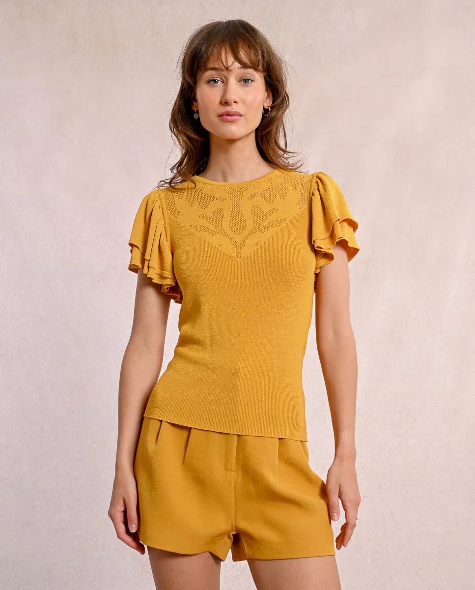 Женский топ с короткими рукавами и вышитой деталью Molly Bracken, горчичный
Женский топ с короткими рукавами и вышитой деталью Molly Bracken, горчичный