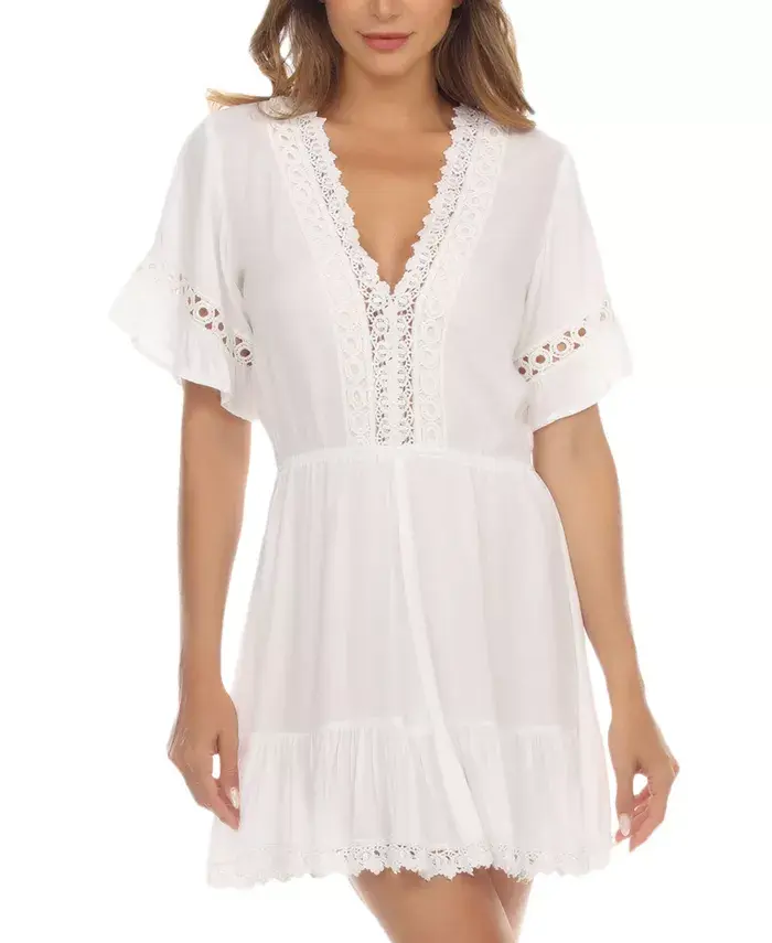 Женское платье-накидка с V-образным вырезом, короткими рукавами и кружевной отделкой Raviya, белый
Женское платье-накидка с V-образным вырезом, короткими рукавами и кружевной отделкой Raviya, белый