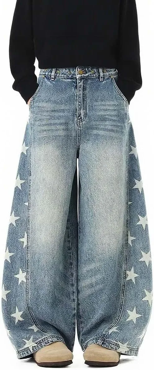 MLAFE женские джинсы в стиле хип-хоп с принтом звезд, ретро потертые широкие
MLAFE женские джинсы в стиле хип-хоп с принтом звезд, ретро потертые широкие