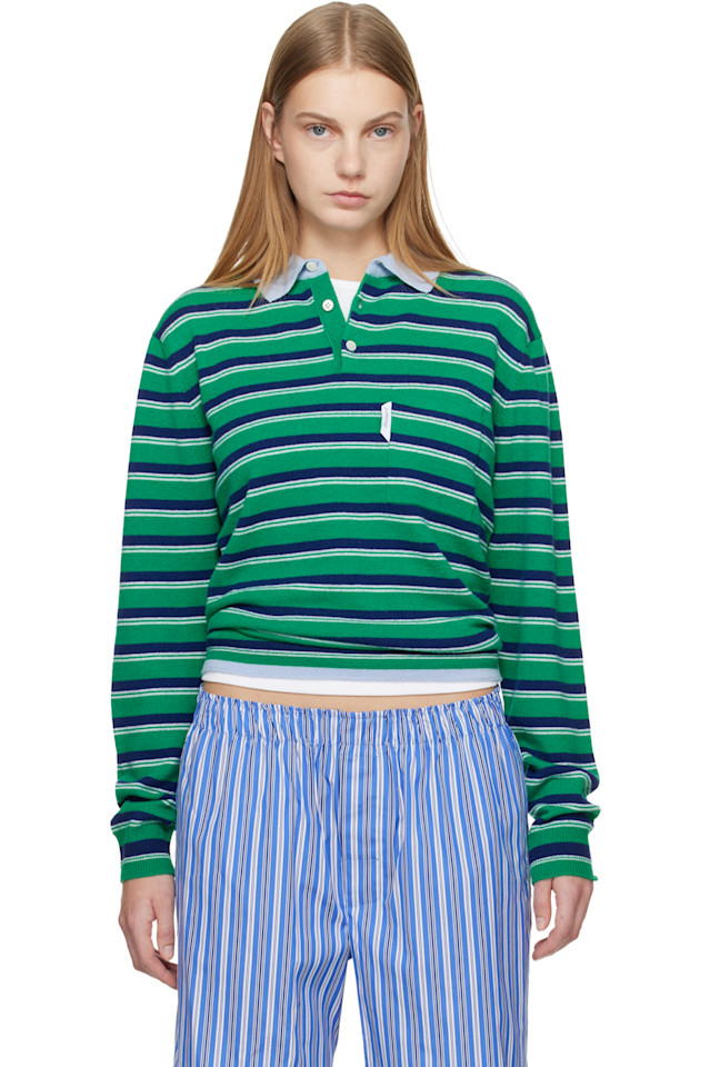 Hommegirls Поло в зелено-синюю трикотажную полоску
Hommegirls Поло в зелено-синюю трикотажную полоску