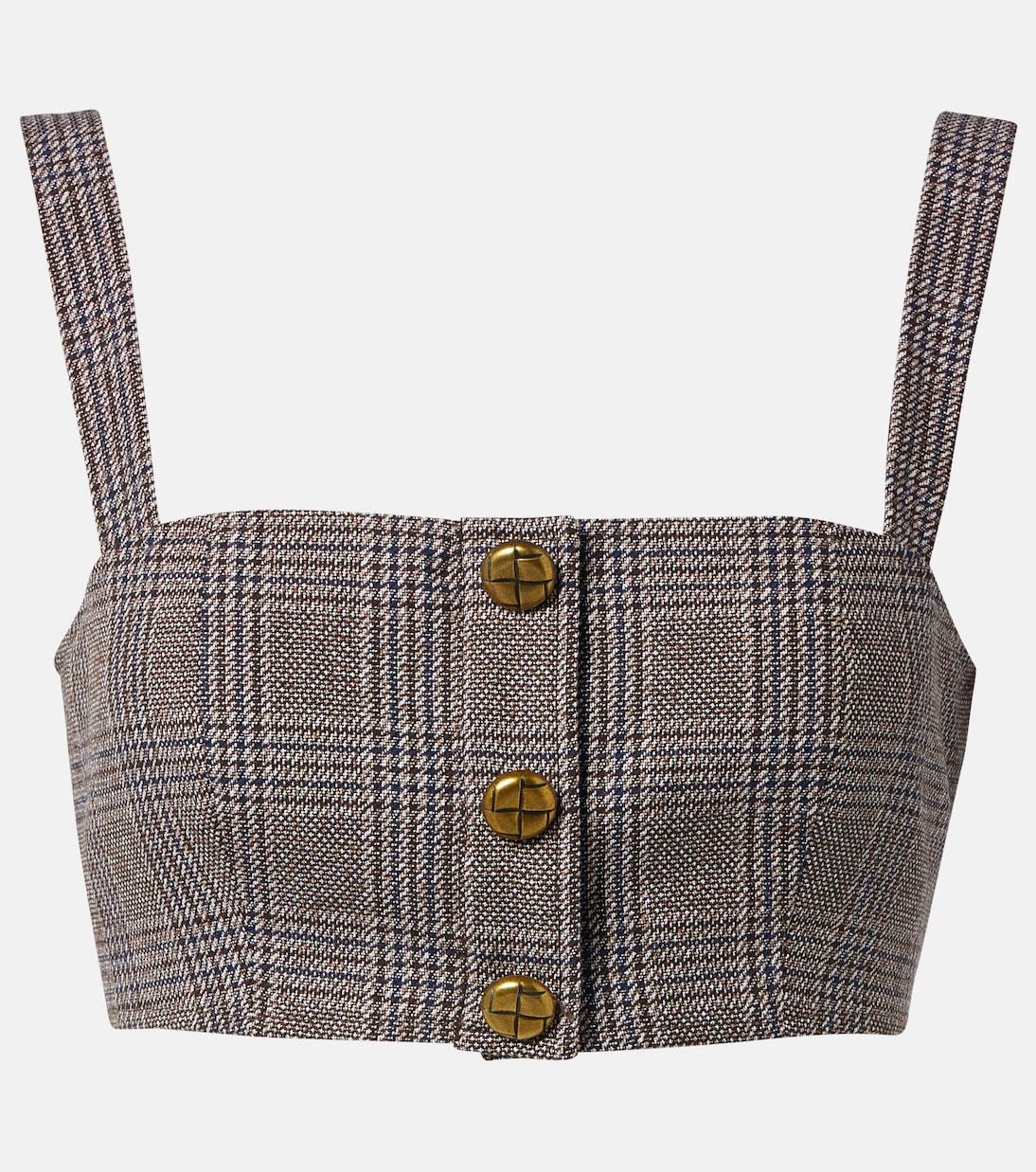 Клетчатый бюстгальтер-топ из хлопка и льна Self-Portrait, коричневый
Клетчатый бюстгальтер-топ из хлопка и льна Self-Portrait, коричневый