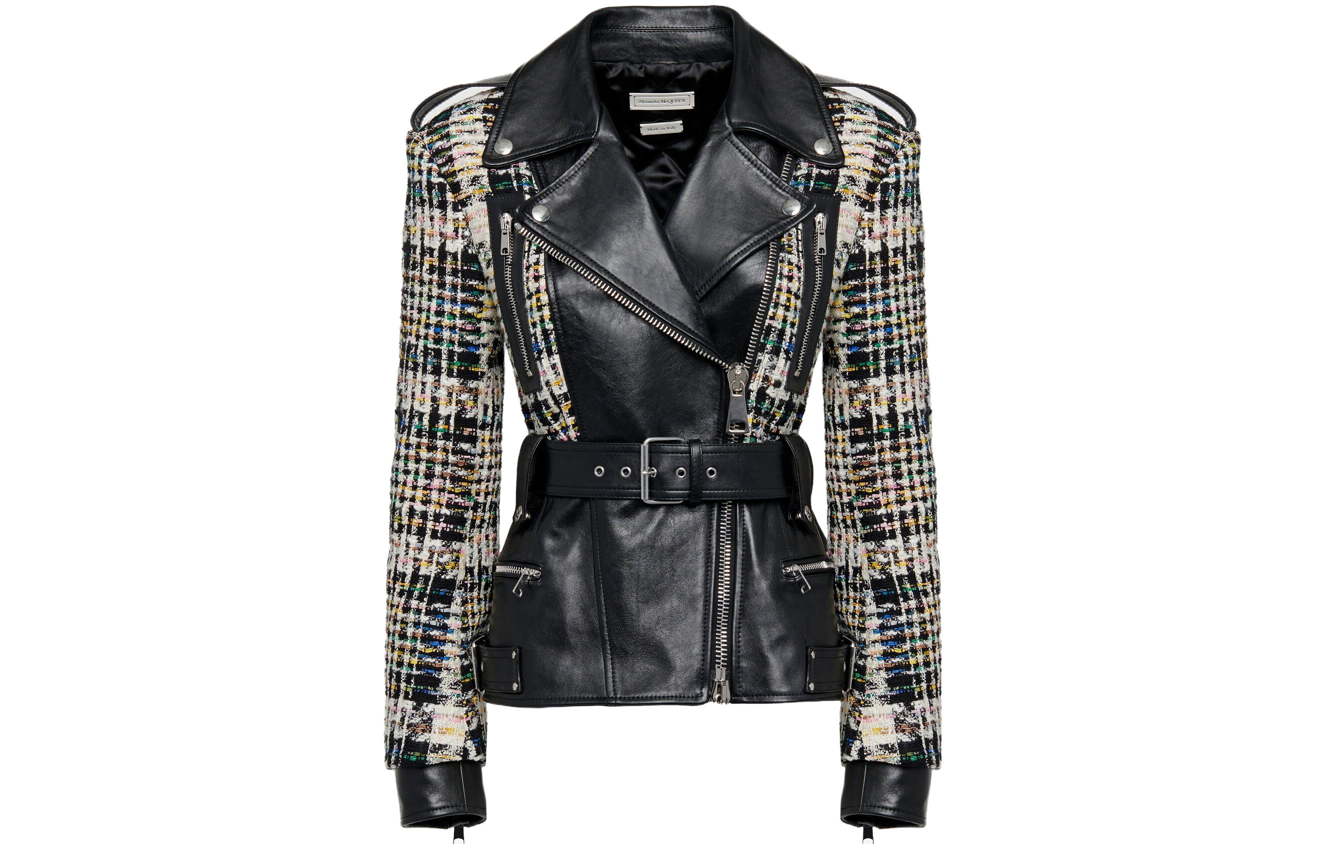 Гибридная кожаная куртка байкера Alexander McQueen, черный
Гибридная кожаная куртка байкера Alexander McQueen, черный
