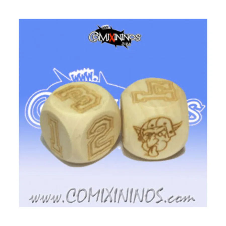 d6 Кубики с числами гоблинов (2), Fantasy Football Miniatures - Wooden Dice (16mm)
d6 Кубики с числами гоблинов (2), Fantasy Football Miniatures - Wooden Dice (16mm)