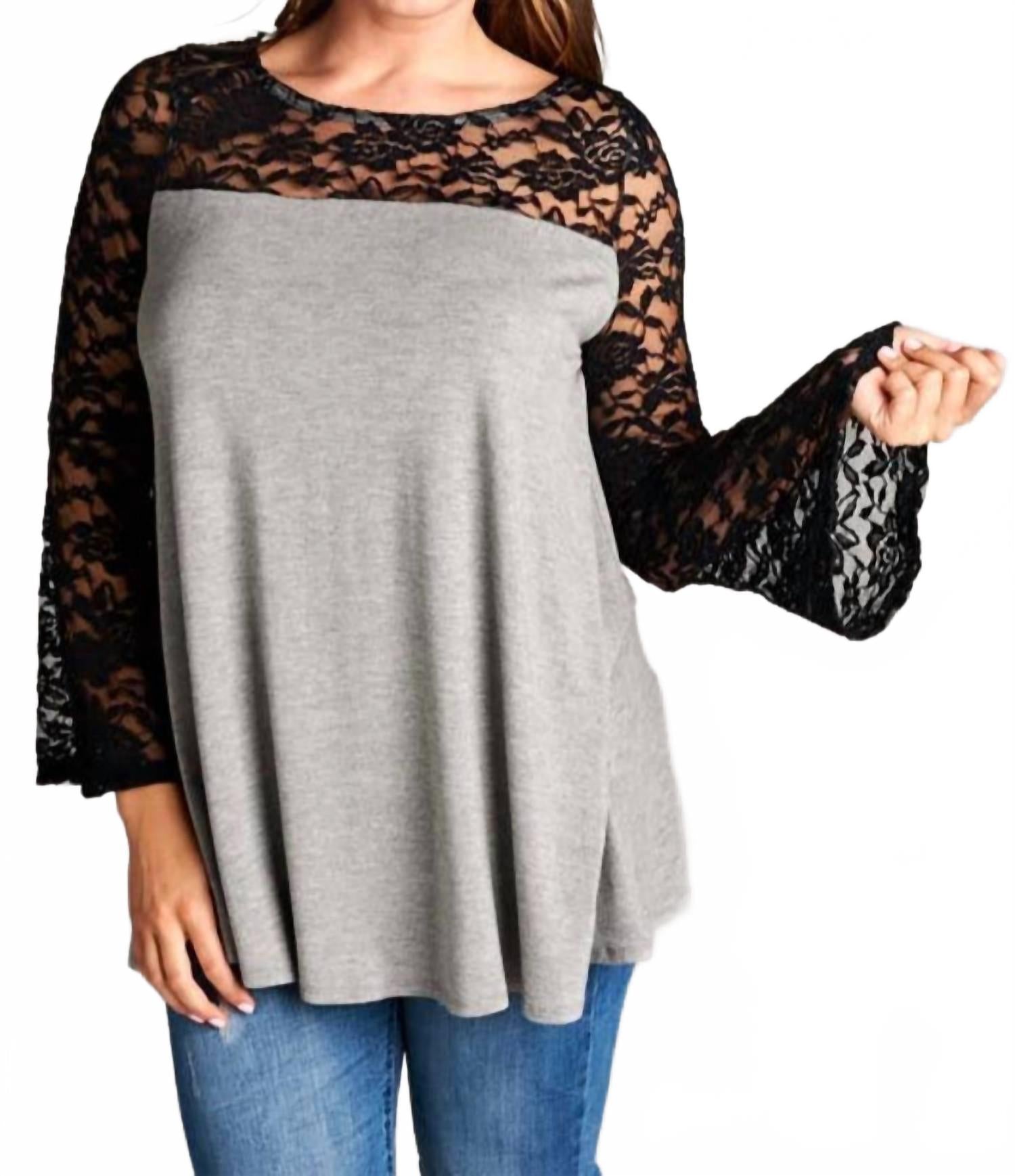 Серая туника с кружевными рукавами-колокол Emerald Collection, серый
Серая туника с кружевными рукавами-колокол Emerald Collection, серый