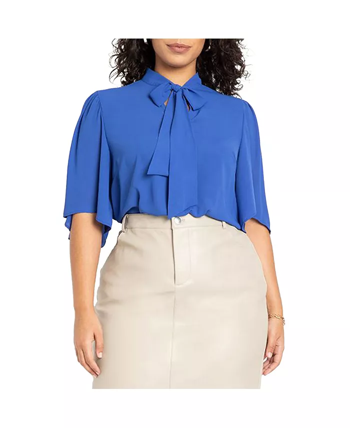 Женская блузка с бантом и расклешенными рукавами ELOQUII, синий
Женская блузка с бантом и расклешенными рукавами ELOQUII, синий