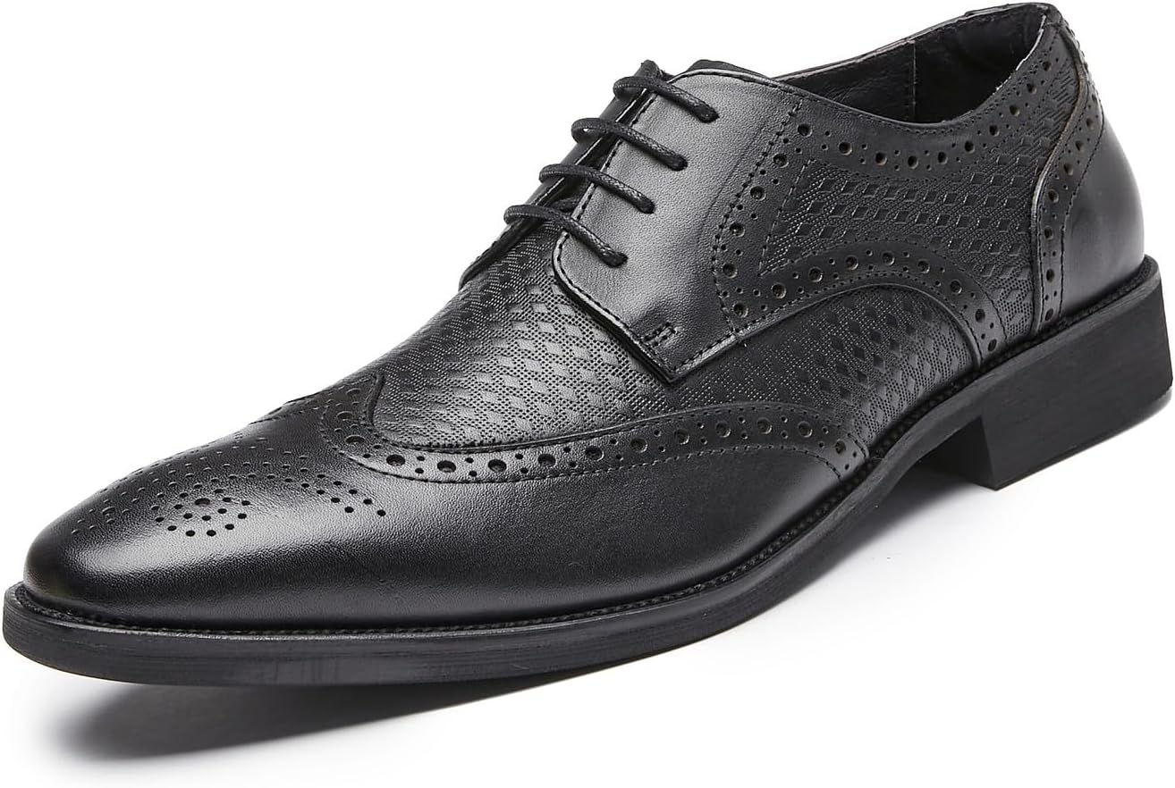 Мужские туфли Оксфорды из натуральной кожи, дерби с крыльями, формальные деловые и повседневные туфли, туфли для смокинга Santimon, черный
Мужские туфли Оксфорды из натуральной кожи, дерби с крыльями, формальные деловые и повседневные туфли, туфли для смокинга Santimon, черный