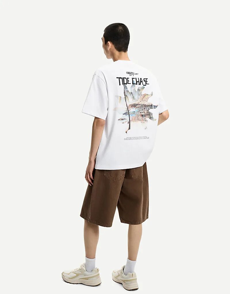 Футболка Bershka с коротким рукавом и принтом белого цвета 
Футболка Bershka с коротким рукавом и принтом белого цвета