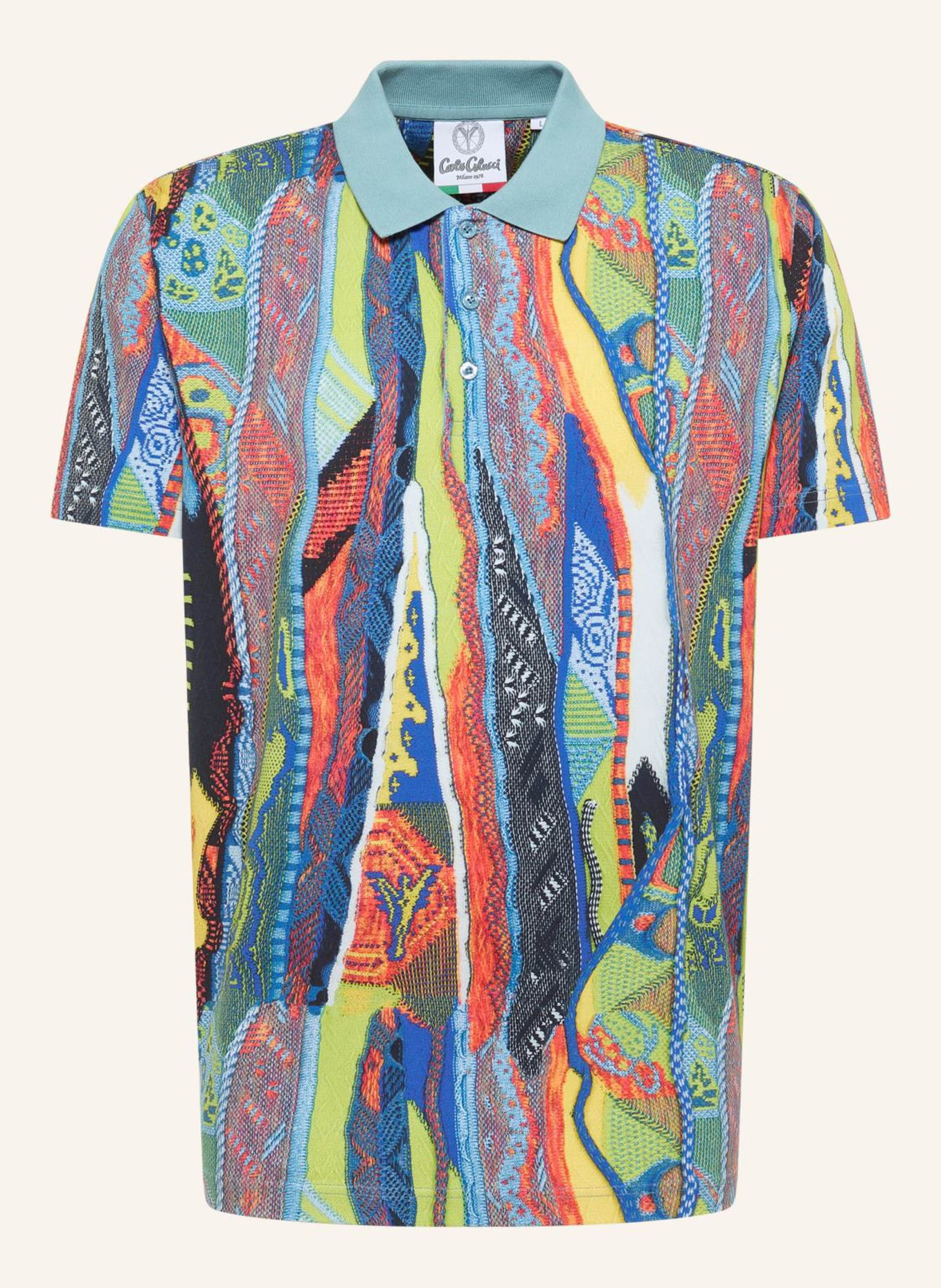 Рубашка поло с вязаным принтом «яйцо» Carlo Colucci, мультиколор 
Рубашка поло с вязаным принтом «яйцо» Carlo Colucci, мультиколор