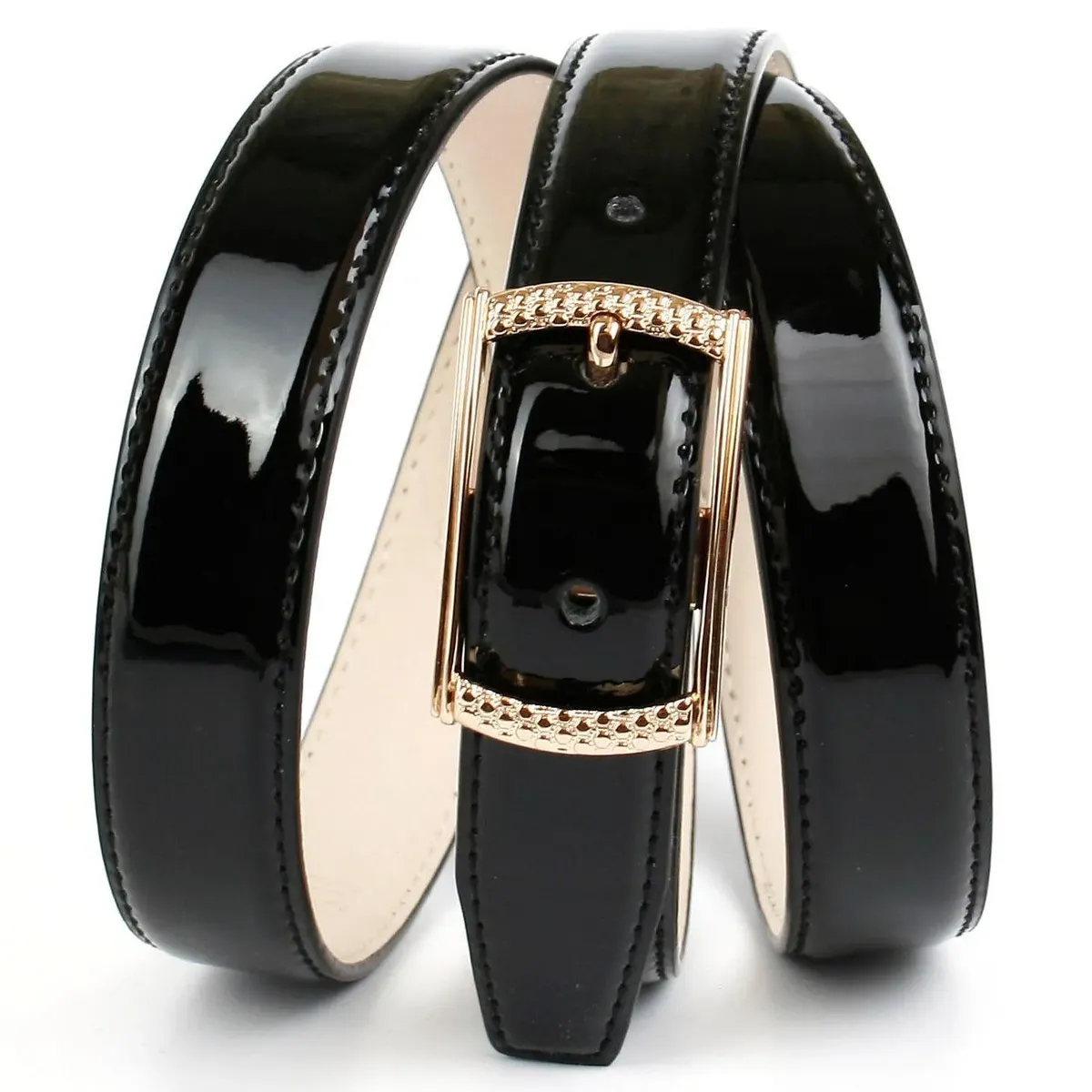 Кожаный ремень Anthoni Crown, узкий лакированный ремень с золотистой застежкой, черный
Кожаный ремень Anthoni Crown, узкий лакированный ремень с золотистой застежкой, черный