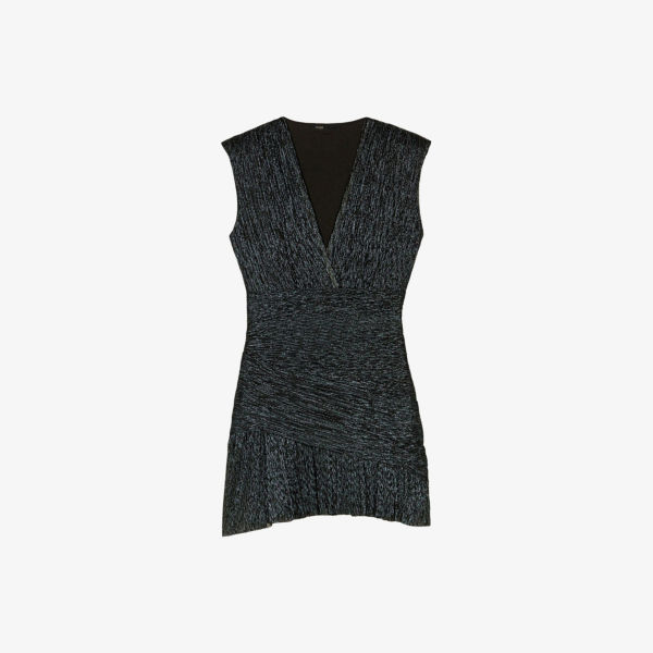 Платье мини Maje с запахом и драпировкой на талии, синий 
Платье мини Maje с запахом и драпировкой на талии, синий