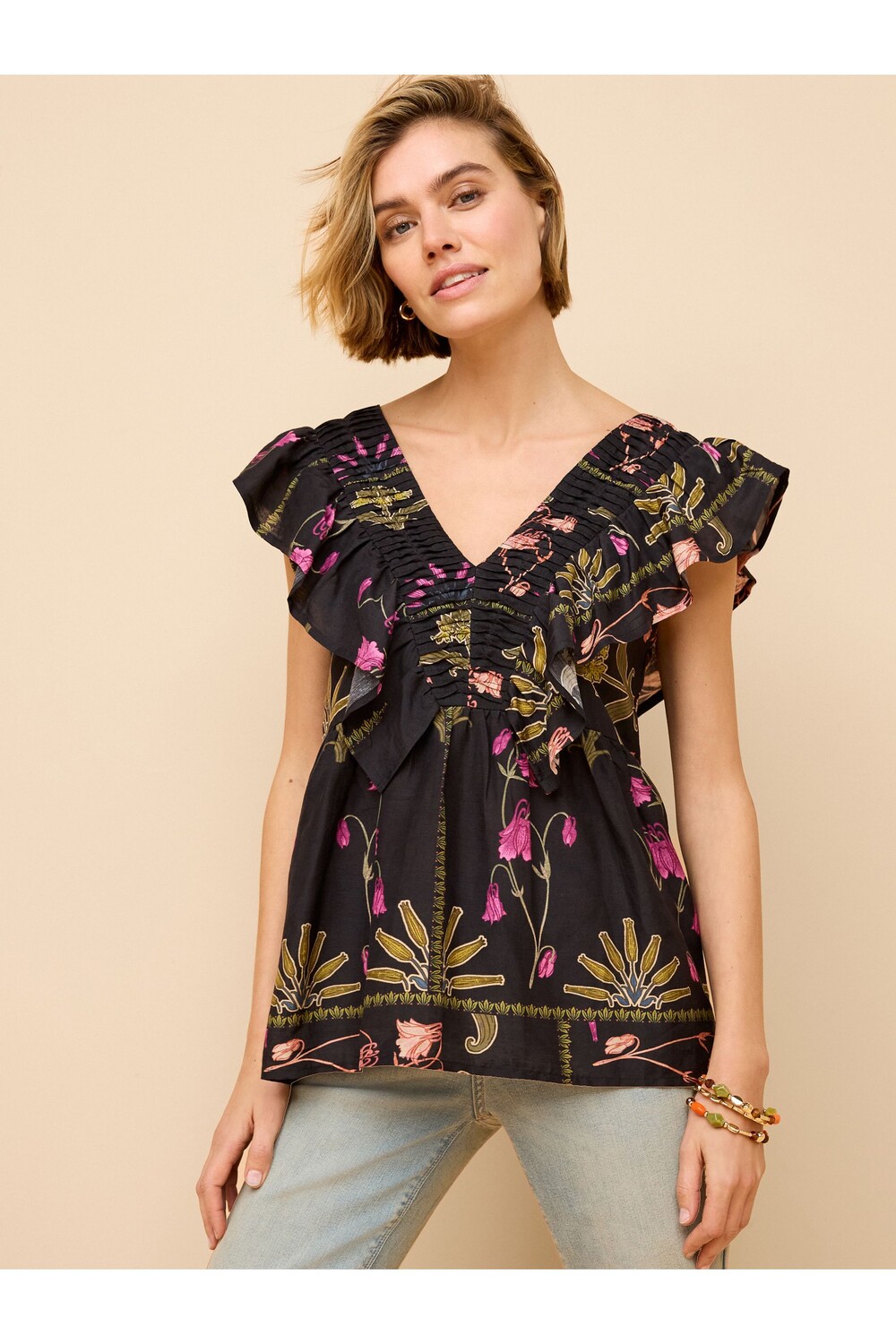 Блуза без рукавов с V-образным вырезом украшенная рюшами Next, черный
Блуза без рукавов с V-образным вырезом украшенная рюшами Next, черный