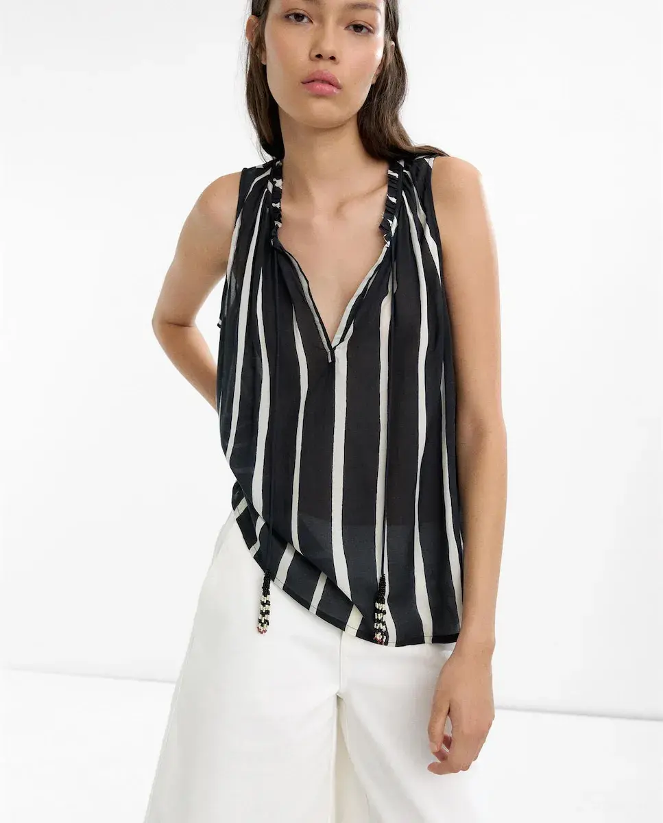 Женский топ без рукавов с полосатым принтом Parfois, черный
Женский топ без рукавов с полосатым принтом Parfois, черный
