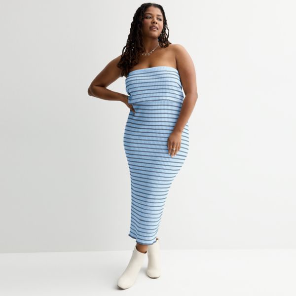 Платье-труба макси с отворотами больших размеров для подростков So, синий 
Платье-труба макси с отворотами больших размеров для подростков So, синий