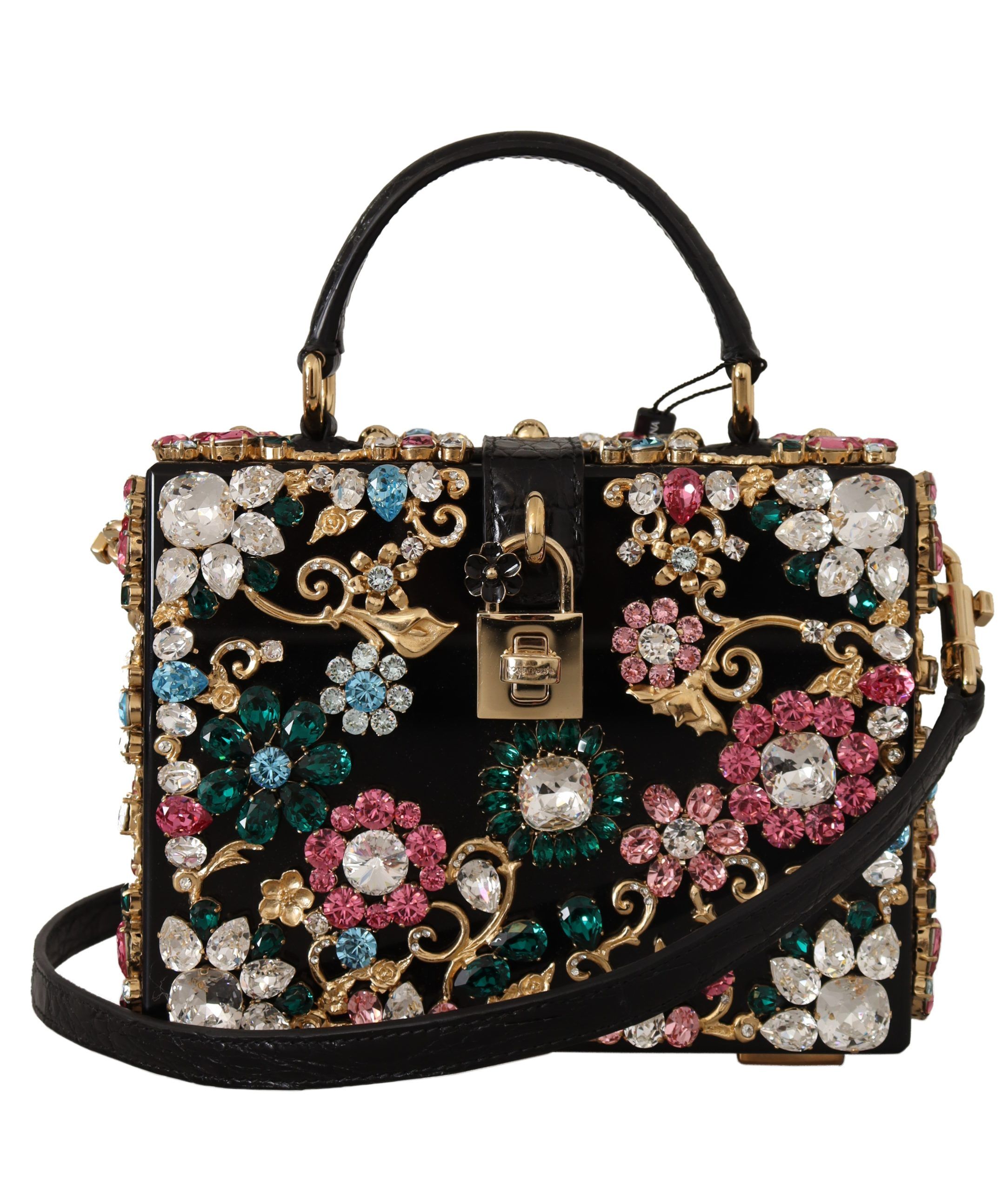 Экзотическая черная сумка-коробка из крокодиловой кожи с кристаллами Dolce & Gabbana
Экзотическая черная сумка-коробка из крокодиловой кожи с кристаллами Dolce & Gabbana