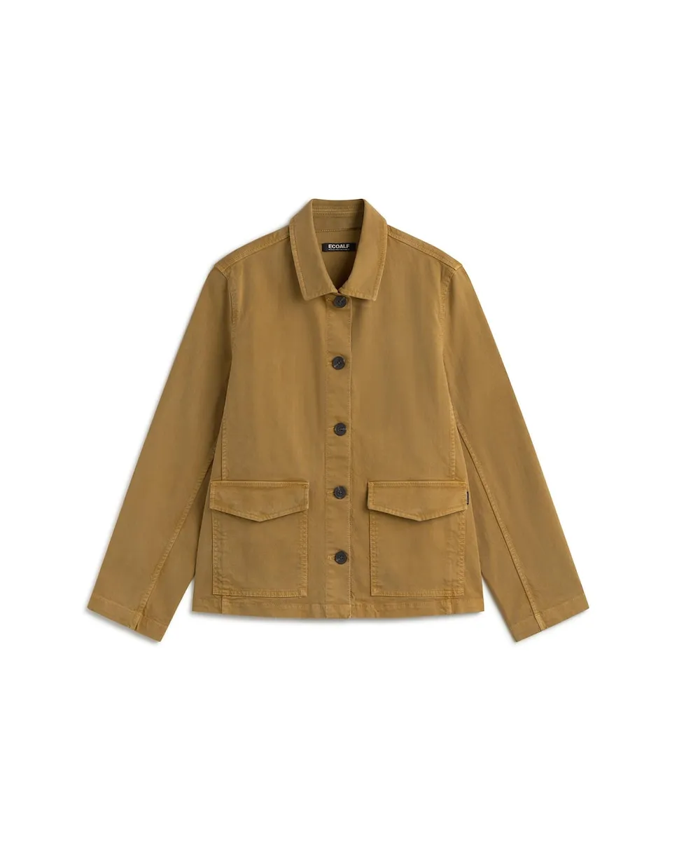 Женская рубашка с застежкой на пуговицы и накладными карманами Ecoalf, горчичный 
Женская рубашка с застежкой на пуговицы и накладными карманами Ecoalf, горчичный