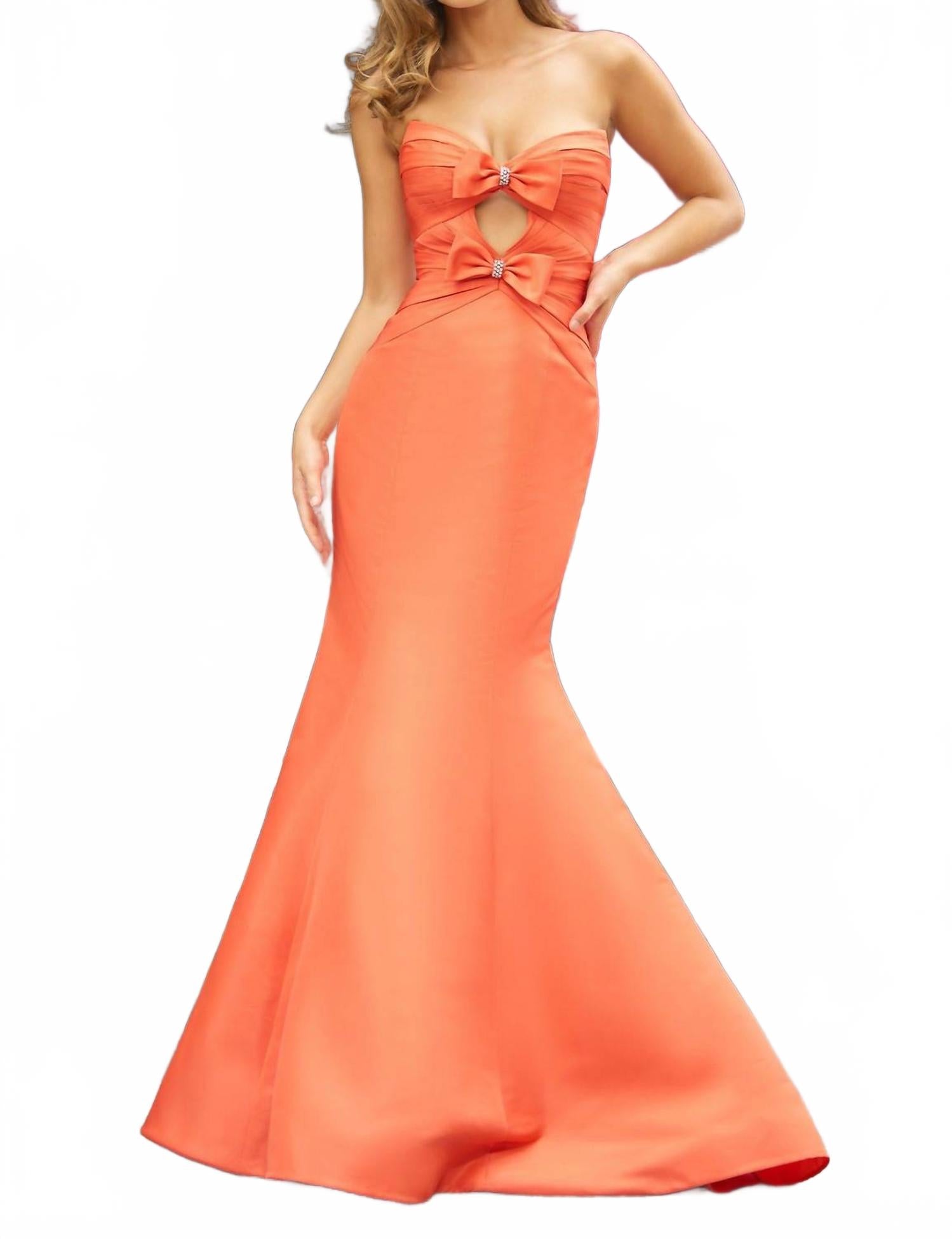 Бесплечее приталенное платье-русалка из тафты в оранжевом цвете Sherri Hill
Бесплечее приталенное платье-русалка из тафты в оранжевом цвете Sherri Hill