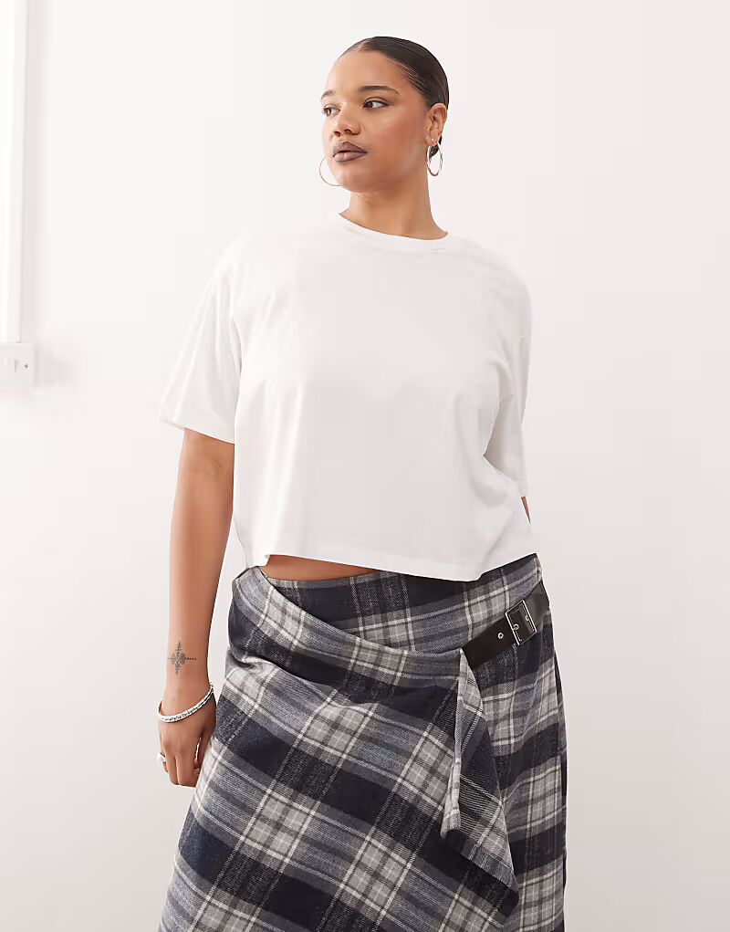 COLLUSION plus свободная футболка с коротким рукавом белого цвета
COLLUSION plus свободная футболка с коротким рукавом белого цвета