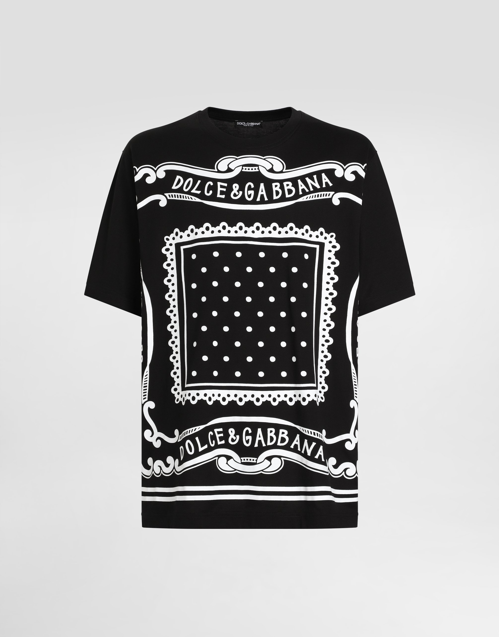 Хлопковая футболка с принтом банданы Dolce & Gabbana, черный
Хлопковая футболка с принтом банданы Dolce & Gabbana, черный