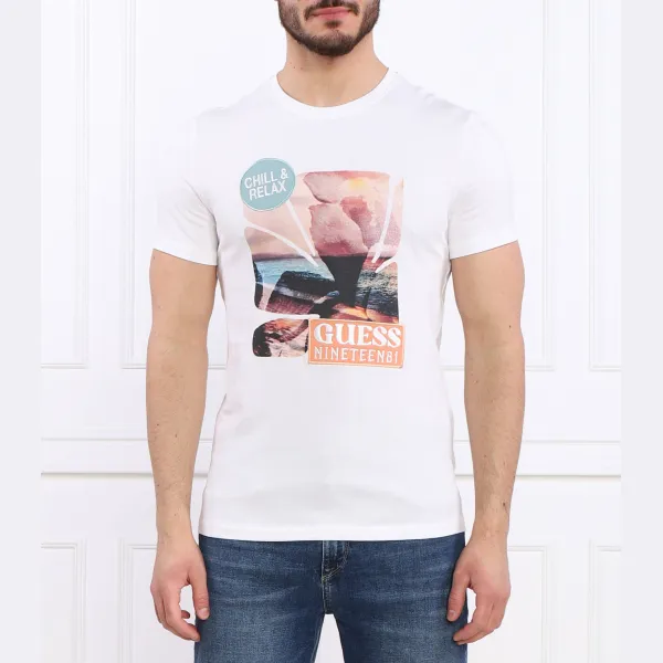 Облегающая футболка с цветком заката Guess, белый
Облегающая футболка с цветком заката Guess, белый
