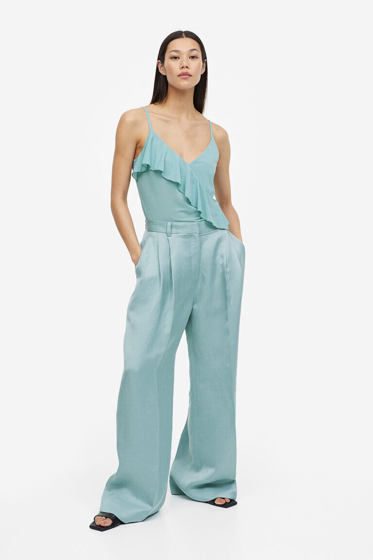 Топ с бретелями и оборками H&M, бирюзовый
Топ с бретелями и оборками H&M, бирюзовый