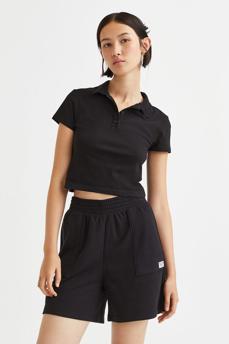 Хлопковая рубашка-поло H&M, черный
Хлопковая рубашка-поло H&M, черный