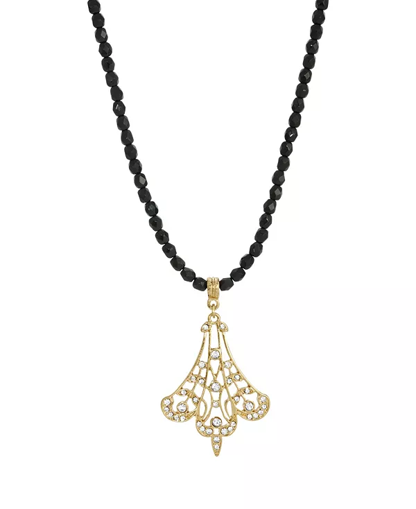 Ожерелье с филигранными кристаллами и черной цепочкой из бусин 2028, black
Ожерелье с филигранными кристаллами и черной цепочкой из бусин 2028, black