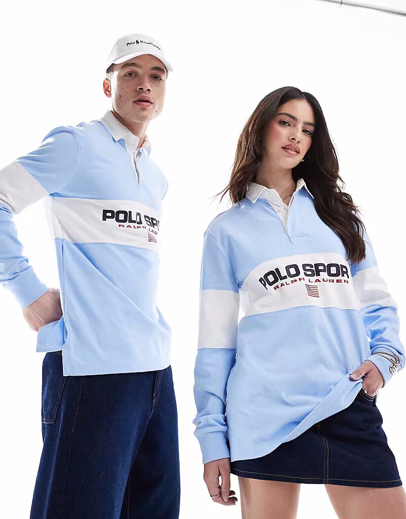 Polo Ralph Lauren Sport Capsule унисекс с флагом и логотипом на груди, классическое поло для регби свободного кроя светло-голубого цвета
Polo Ralph Lauren Sport Capsule унисекс с флагом и логотипом на груди, классическое поло для регби свободного кроя светло-голубого цвета
