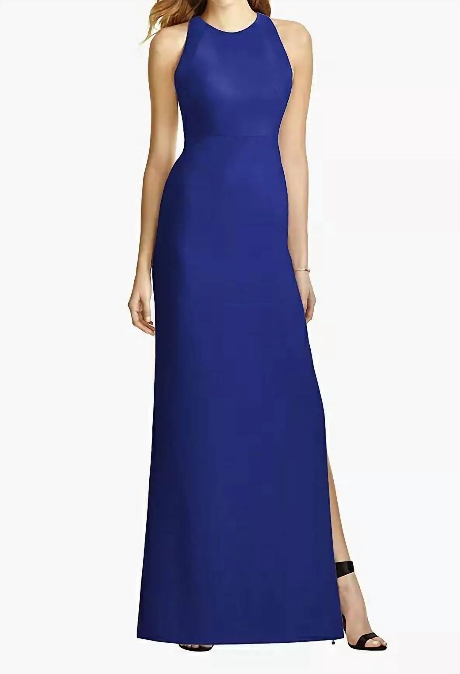 Длинное вечернее платье-крэп в кобальтово-синем цвете Dessy
Длинное вечернее платье-крэп в кобальтово-синем цвете Dessy